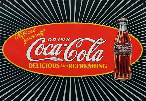 Placa de Metal Retrô Coca-Cola para Parede - Arte Vintage de Publicidade em Lata