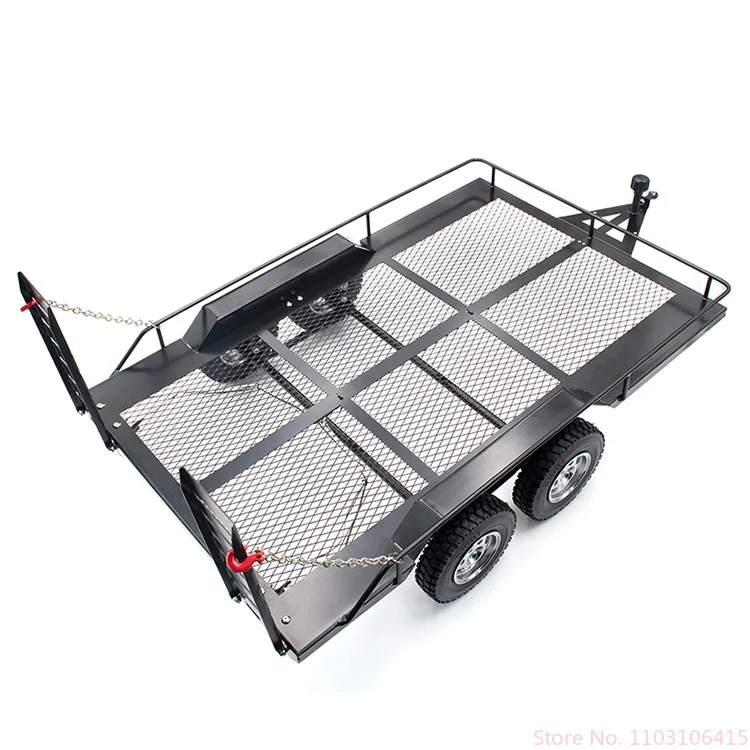 KYXRemote control off-road voertuig accessoires 1:8 1:10 model auto simulatie dual as alle metalen flatbed trailer KM4/2 SCX10 Rc
