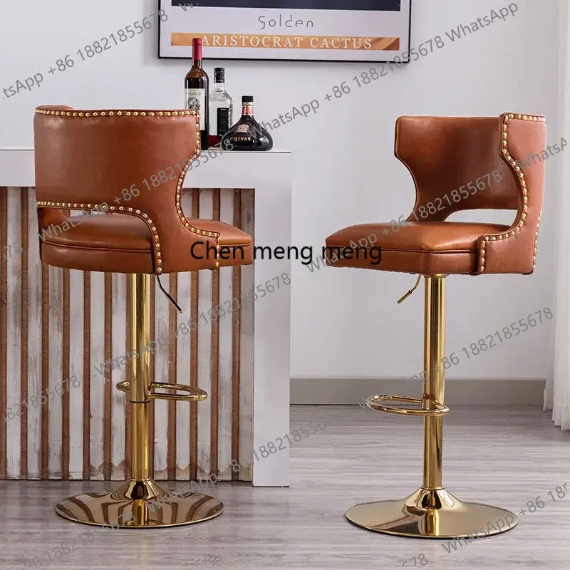 

Креативный барный стул из кожи и металла со скидкой, простой, легкий, роскошный, с регулировкой высоты и вращением, для дома