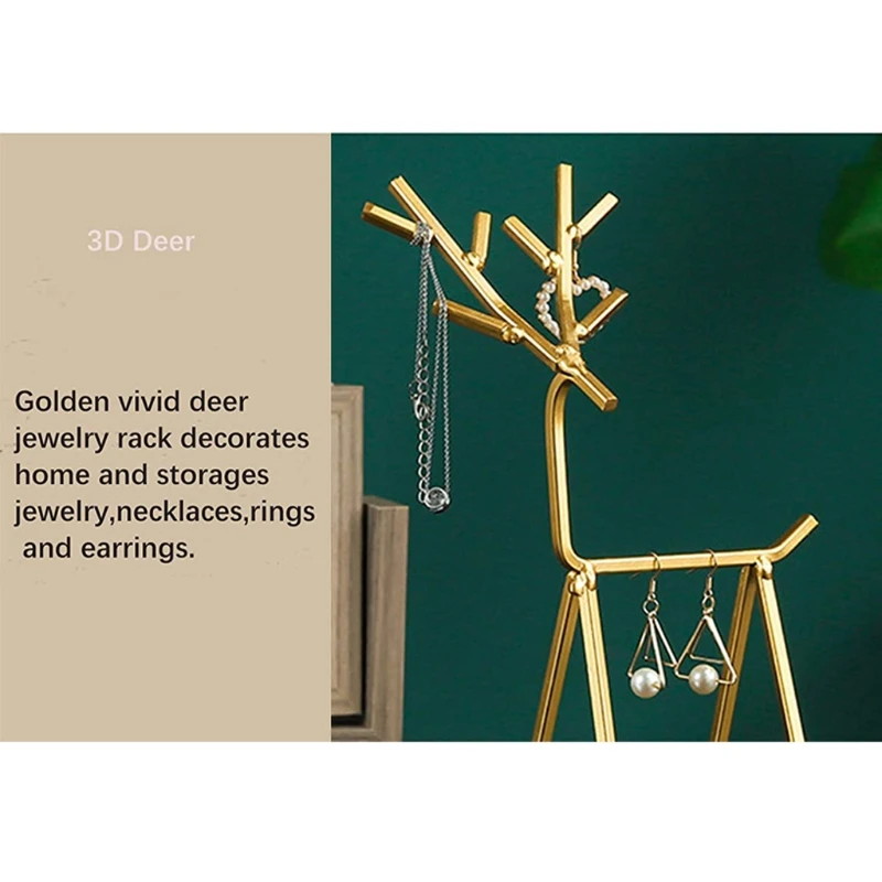 Dustproof Jewelry Display Rack Deer Necklace Earring Holder Modern Jewelry