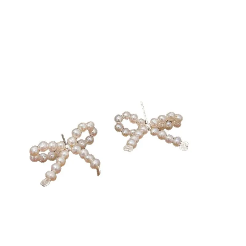 

S925 sterling silver Xiaoxiangfeng natural stud earrings, women's summer new versatile high-end earrings