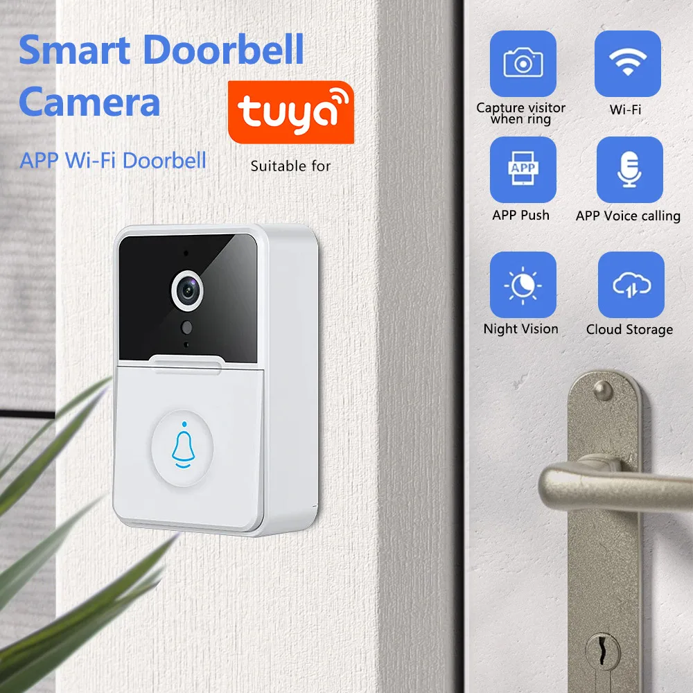 Tuya WiFi Video Doorbell Smart Home Door Bell 2.4Ghz Wireless Rechargeable Battery Outdoor HD Camera Visual Doorbell