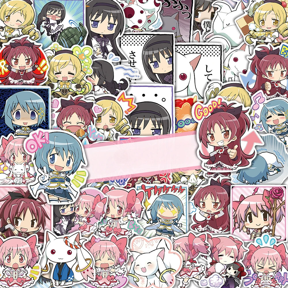 48 قطعة أنيمي Puella Magi Madoka Magica ملصقات Kawaii الكرتون فتاة كانام مادوكا Akemi Homura الشارات لأجهزة الكمبيوتر المحمول الهاتف الدراجة