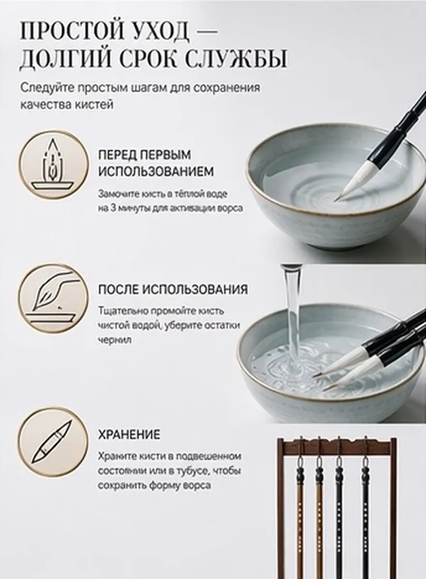 6Pcs Wolf Hair Chinese Calligraphy Brushes 3 Sizes L Drawing Writing Brush Set Traditional Painting Tools Drawing Brush Set