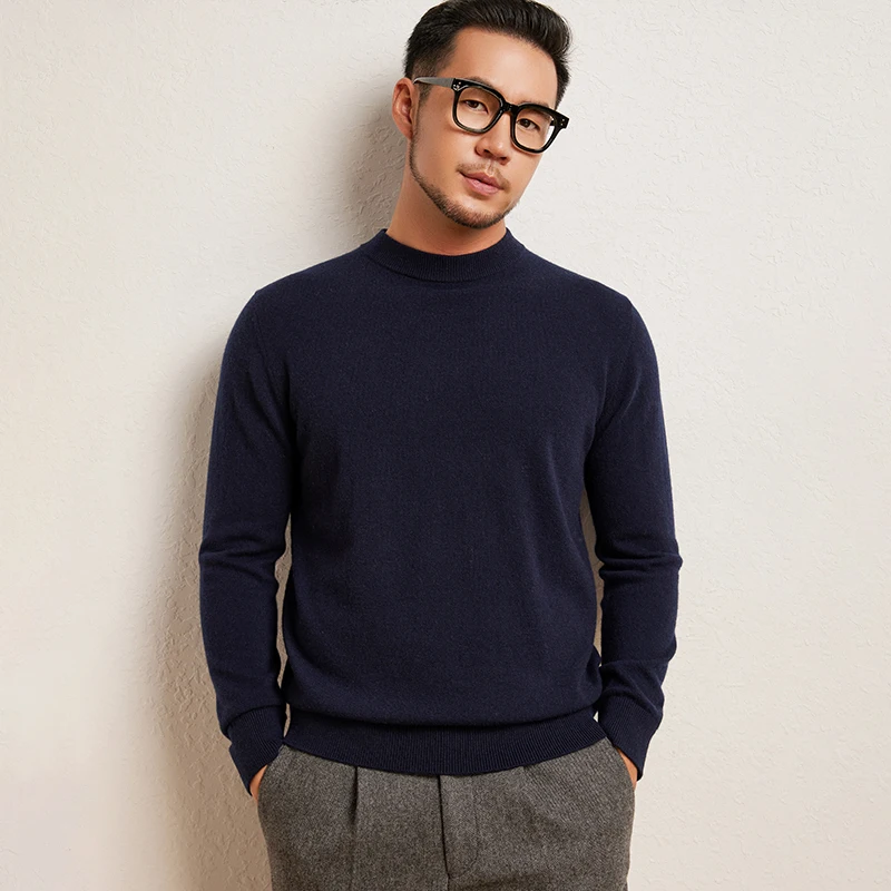 

2025 New Half Turtleneck 100% Pure Cashmere Men's Sweater Autumn Winter Warm Inner Layer Pullover Comfortable Base Shirt Top