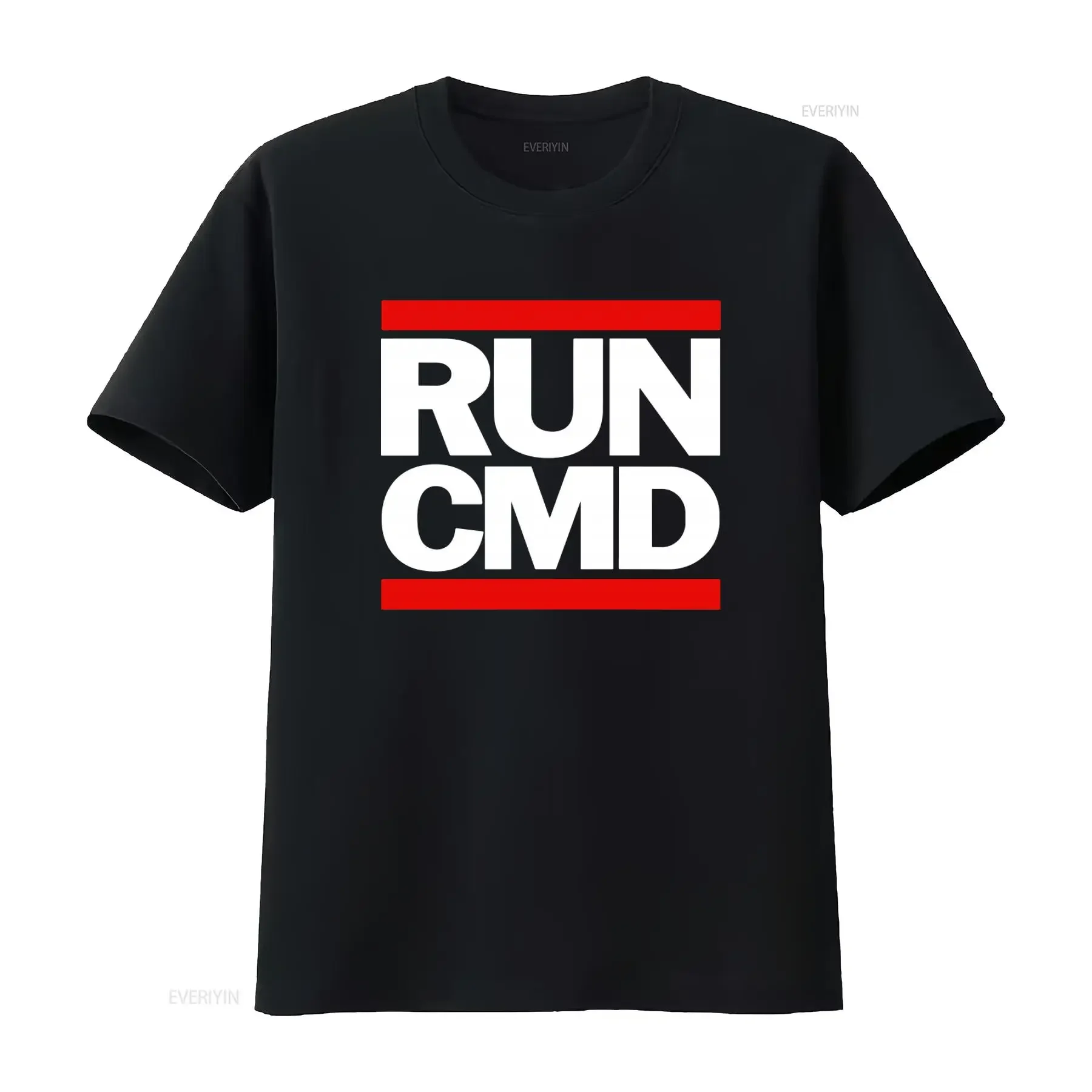 T-shirt Run Cmd pour les passionnés d'informatique, haut vintage amusant pour hommes, délavé, pour un usage quotidien, graphique, extensible, décontracté, polyvalent, élégant