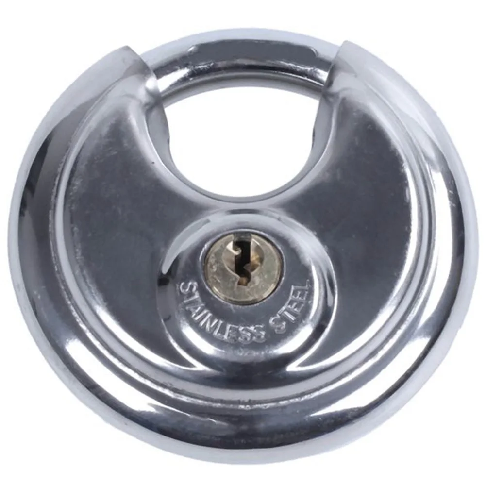2Pcs Heavy Duty Outdoor Security Padlock 70Mm Sheds Garage Gate Keyed Padlock, Stainless Steel Discus Lock