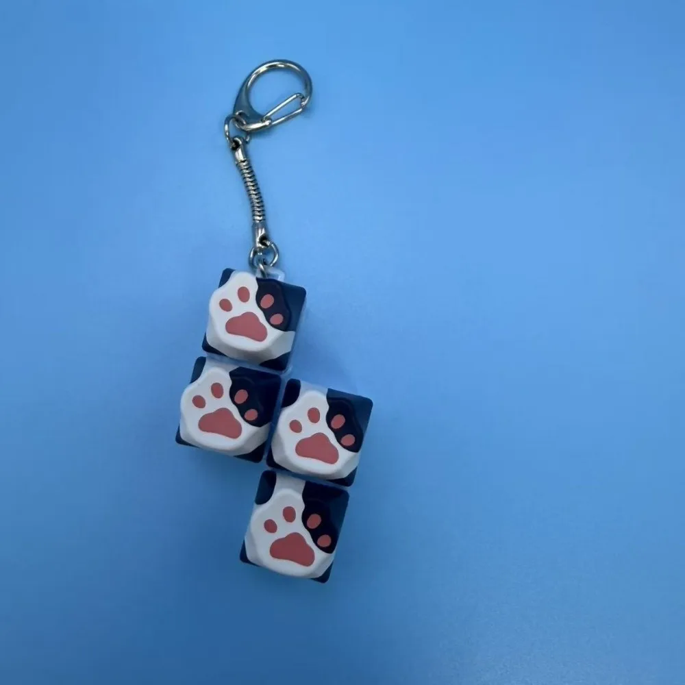 4/9 Keys Anti-stress Pendant Cat Paw Mechanical Stress Relief Clicker Pass the Time Keycap Fidget Keychain Children Adults