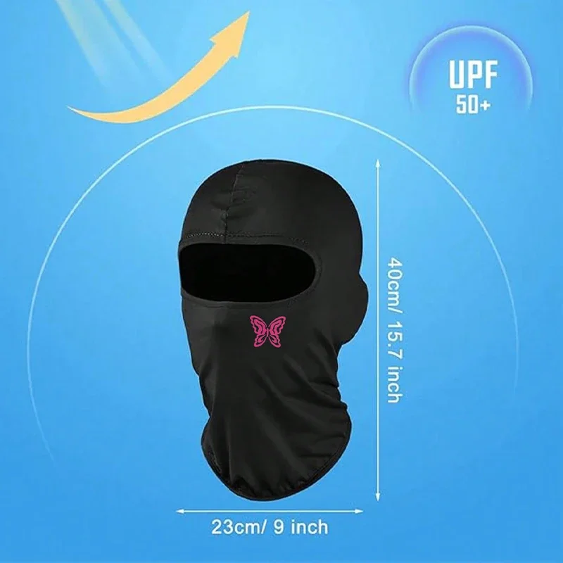 Musion Balaclava-Mütze, Maske, Motorrad, atmungsaktiv, Schmetterling, original bedruckt, schweißabsorbierend, Sonnenschutz, Radfahren und Wandern – Detail 3