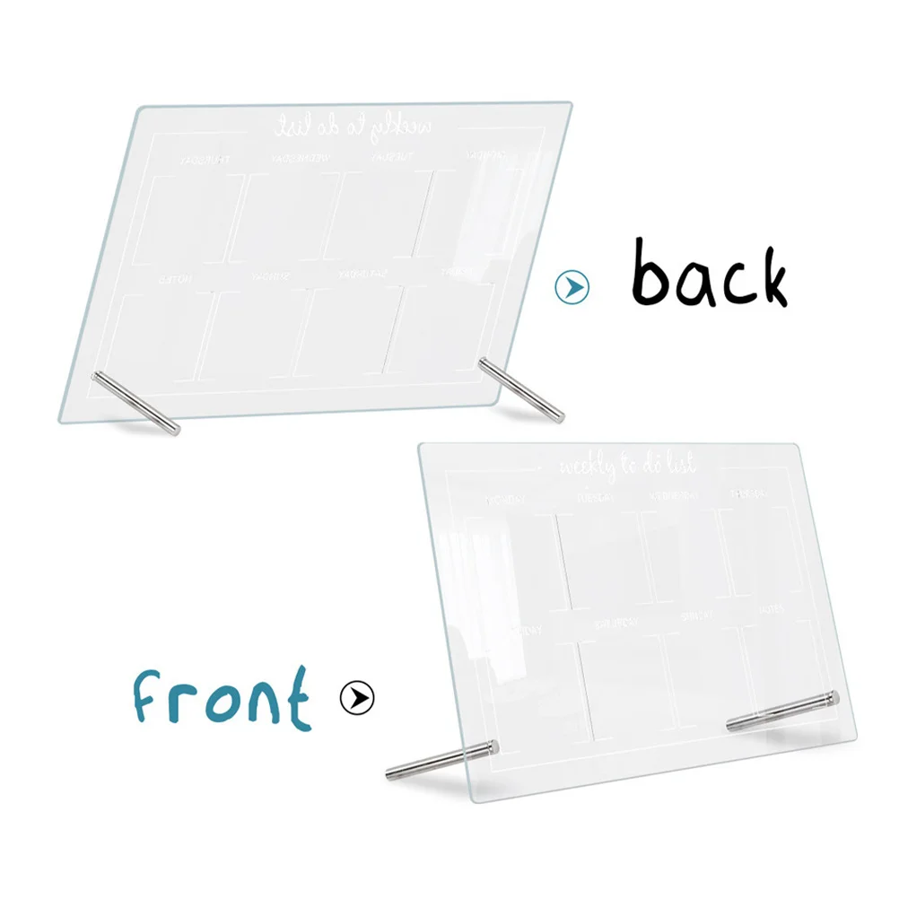 1Set Acrylic Writing Board Portable Desktop Planner Board for Schedules Lists Reminders Decorative Tabletop Whiteboard