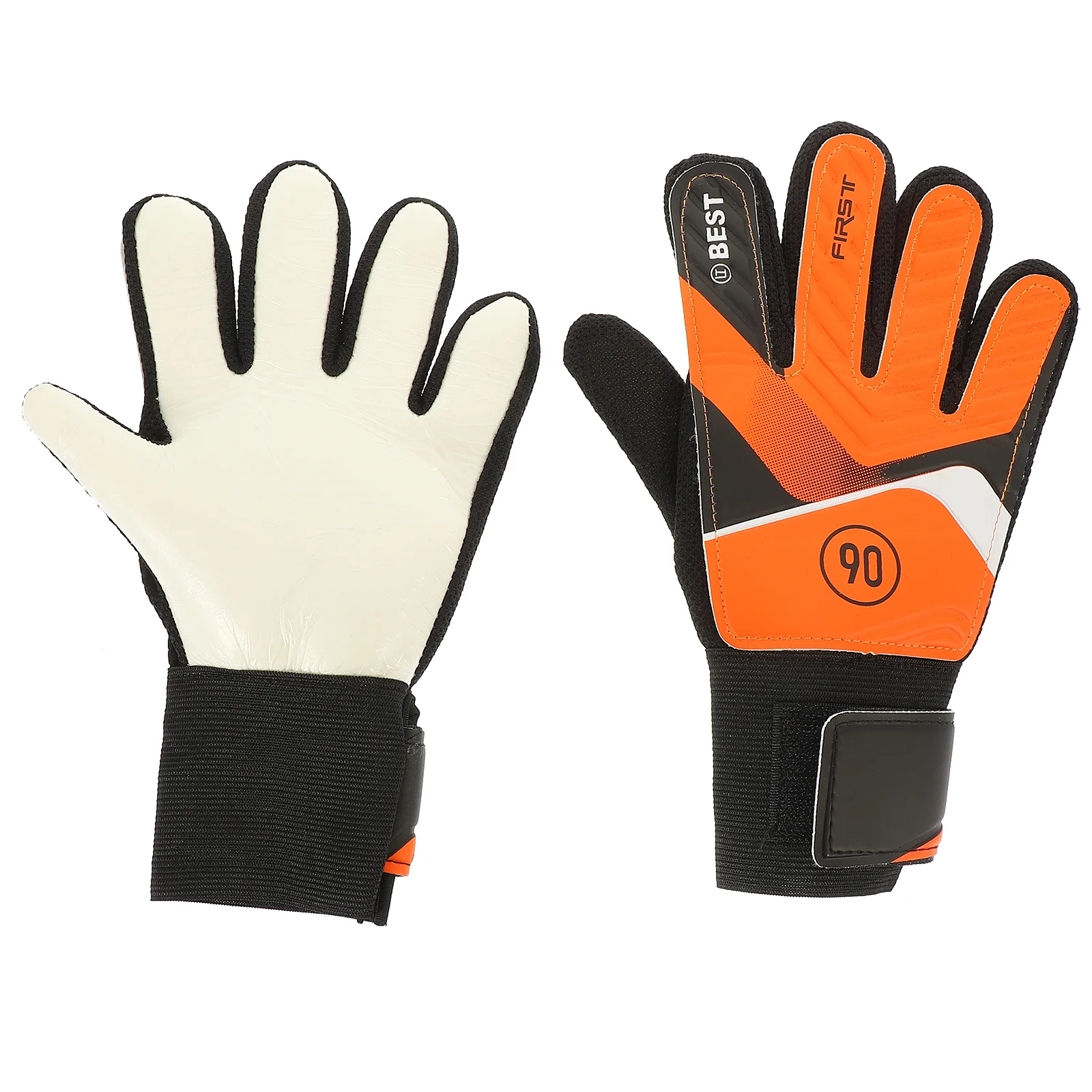 Pu Gloves Football Goalkeeper Latex Anti-collision (green #5) Orange Sports Child