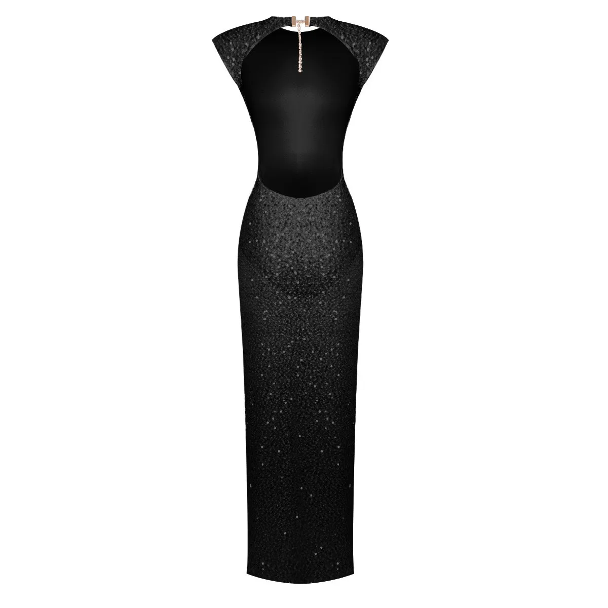 Backless Off Shoulder Gown Bodycon Sexy Dress Summer Midi Waist Sheer Crop Waist Slim Fit Zipper Closure Party for Women