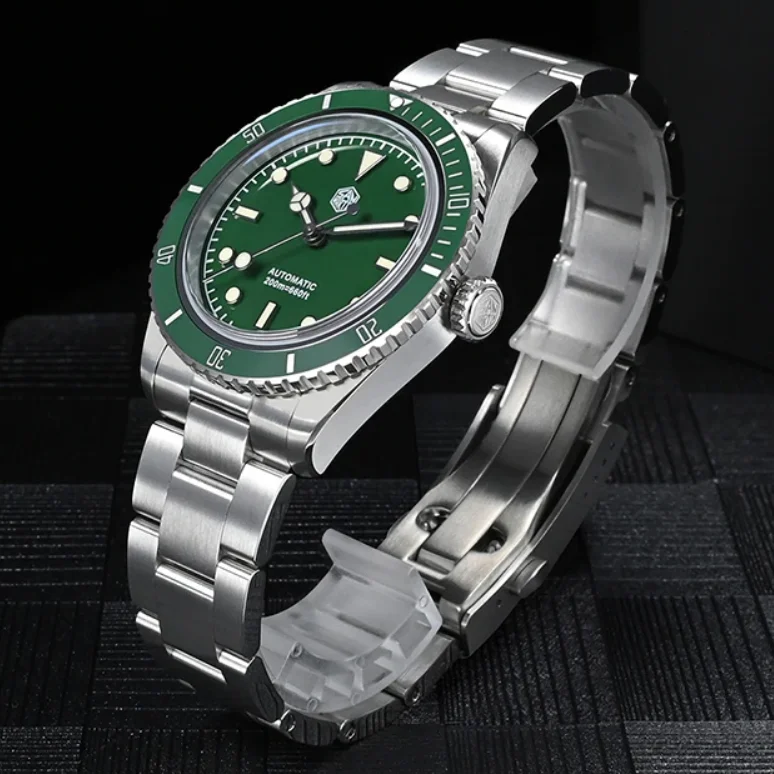 San Martin Men Automatic Watch 38mm Mechanical Wristwatch Sapphire Diver 200M Waterproof C3 Luminous NH35 Ceramic Bezel