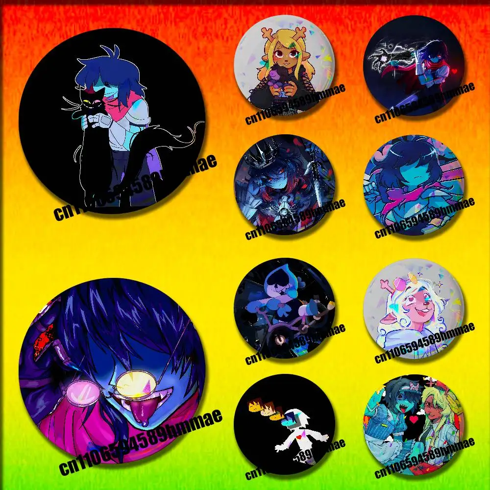 

For D-Deltarune K-Kris N-Noelle Emblem Round Pins Insignia Badge Cover Brooch Button Hats Decoration 32mm