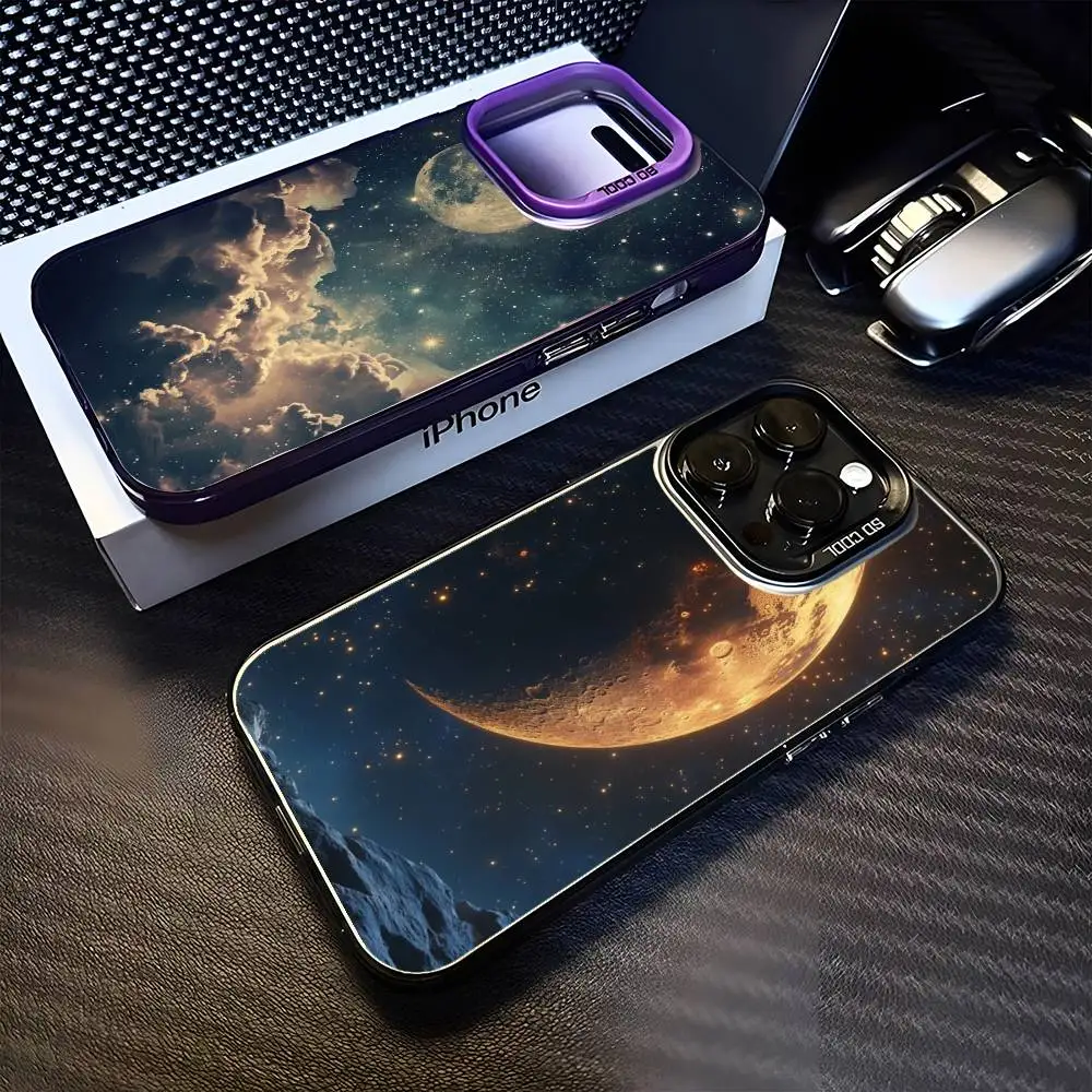 

Lonely moon Phone Case For iPhone 16,15,14,13,12,11,Mini,Pro,MAX Purple Matte Shockproof Cover