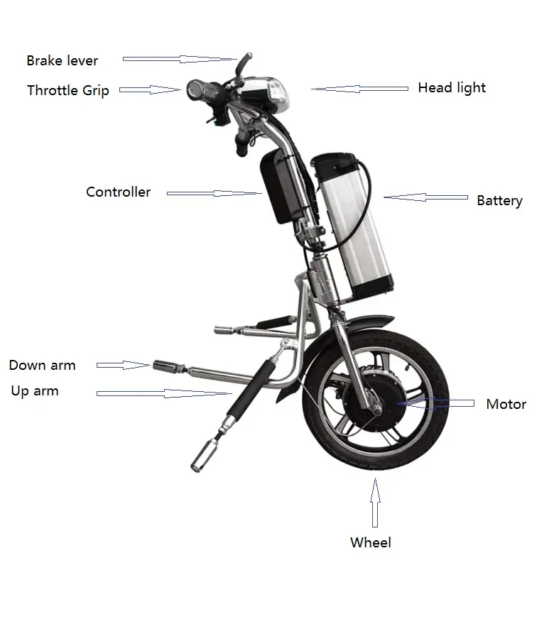 Fast 36V 350W electric trailer wheelchair bike