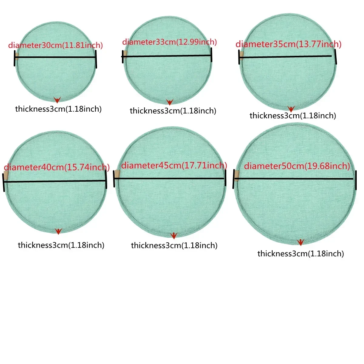 Home Thickened Round Shaped Sponge Cushion  Non-slip Small Round Stool Rattan Chair Bar Stool Cushion Long 30/33/35/40/45/50cm