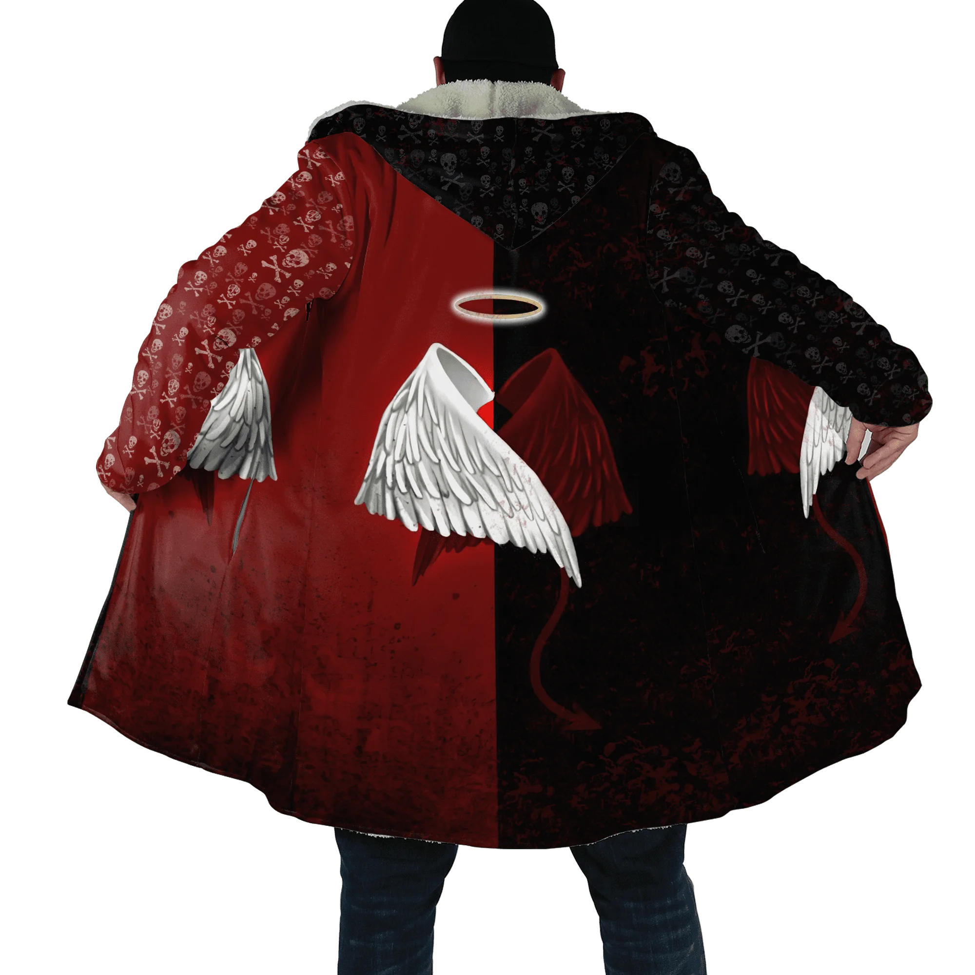 PLstar Cosmos Mens Cloak skull Devil Tattoo 3D All Over Printed Fleece Hooded Cloak Unisex Casual Thick Warm Cape coat PF71