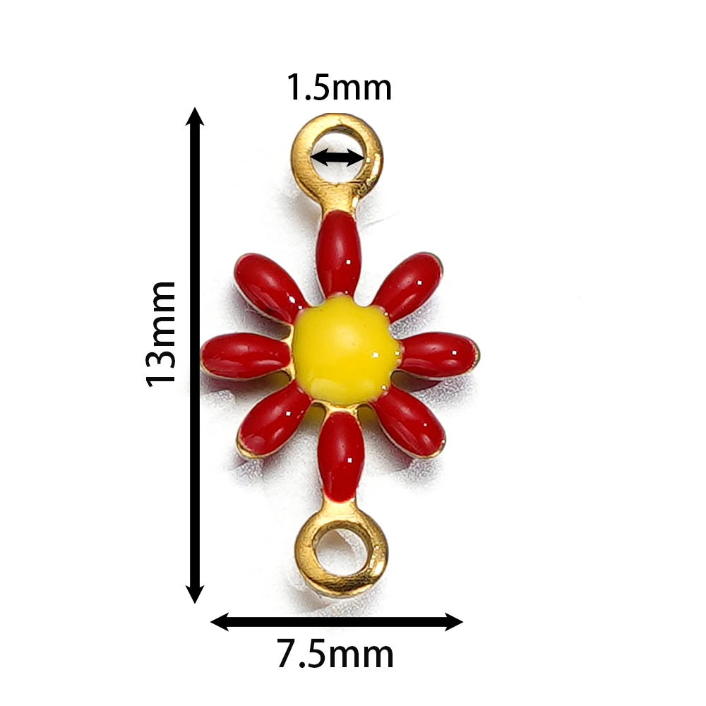 10pcs/lot Stainless Steel Double Hole Oil Drop Daisy Pendants Charm Pendants for DIY Jewelry Neckalce Making Accessories