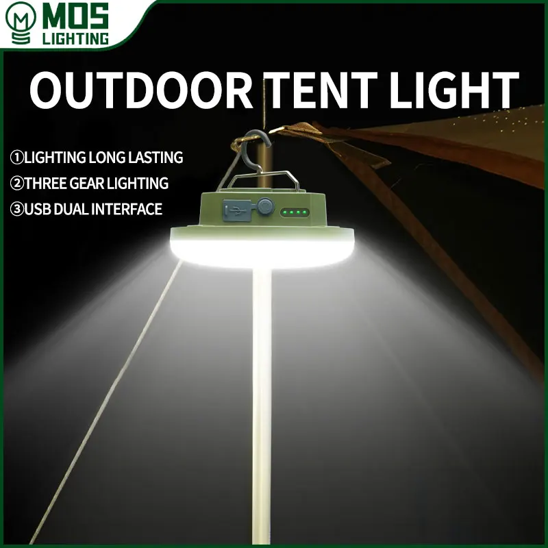 MOSLIGHTING Rechargeable Camping Lantern Portable Flashlight With Magnet Emergency Light Powerful Hanging Tent Lamp Outdoor LED