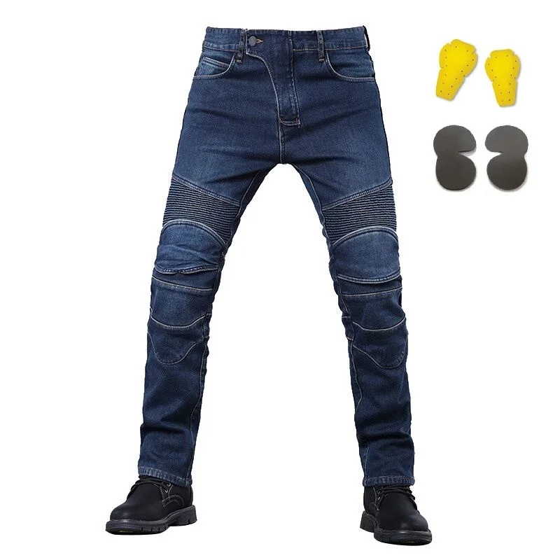 Free shipping for Motocross Denim jeans Motorcycle Dirt Bike MTB Riding jeans racing pants With hip and knee pads