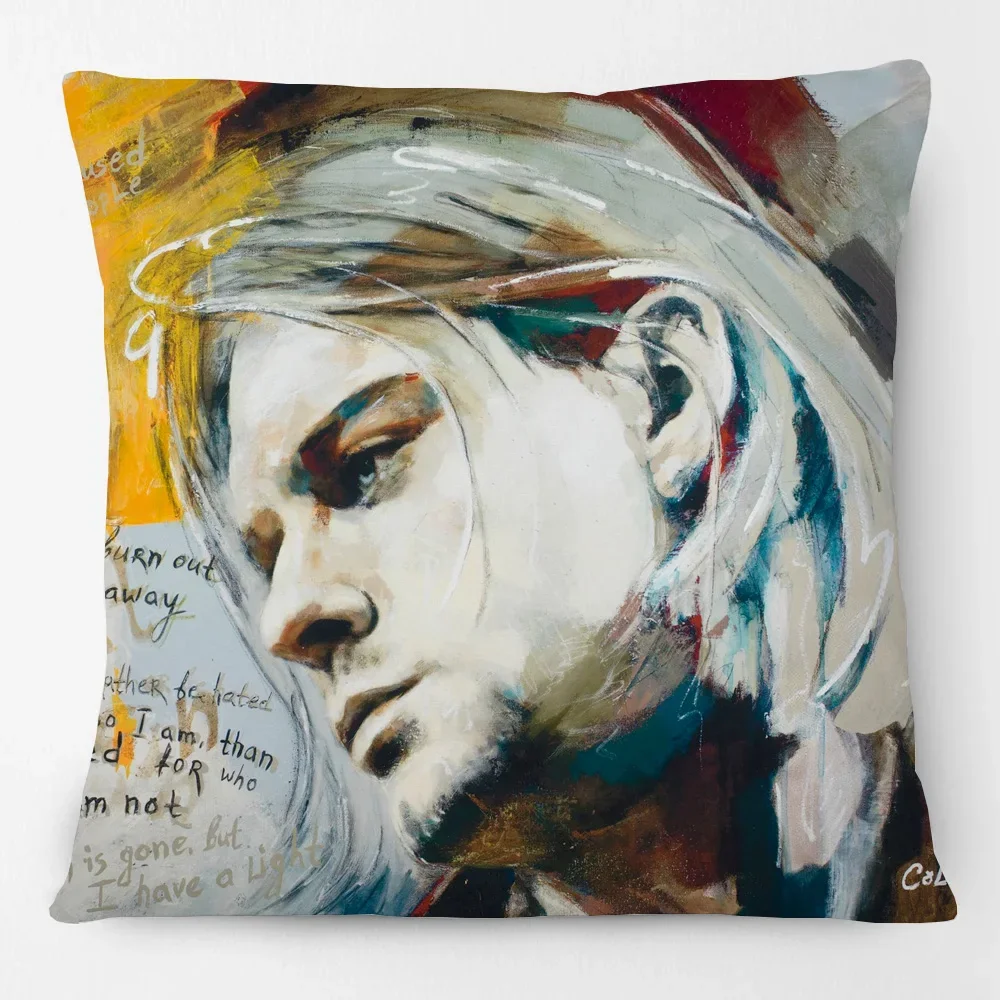 Oil Oil Painting Kurt Cobain Rock Music Star Portrait Cushion Cover Home Decorative Sofa Throw Pillow Case - Aliexpress Deal