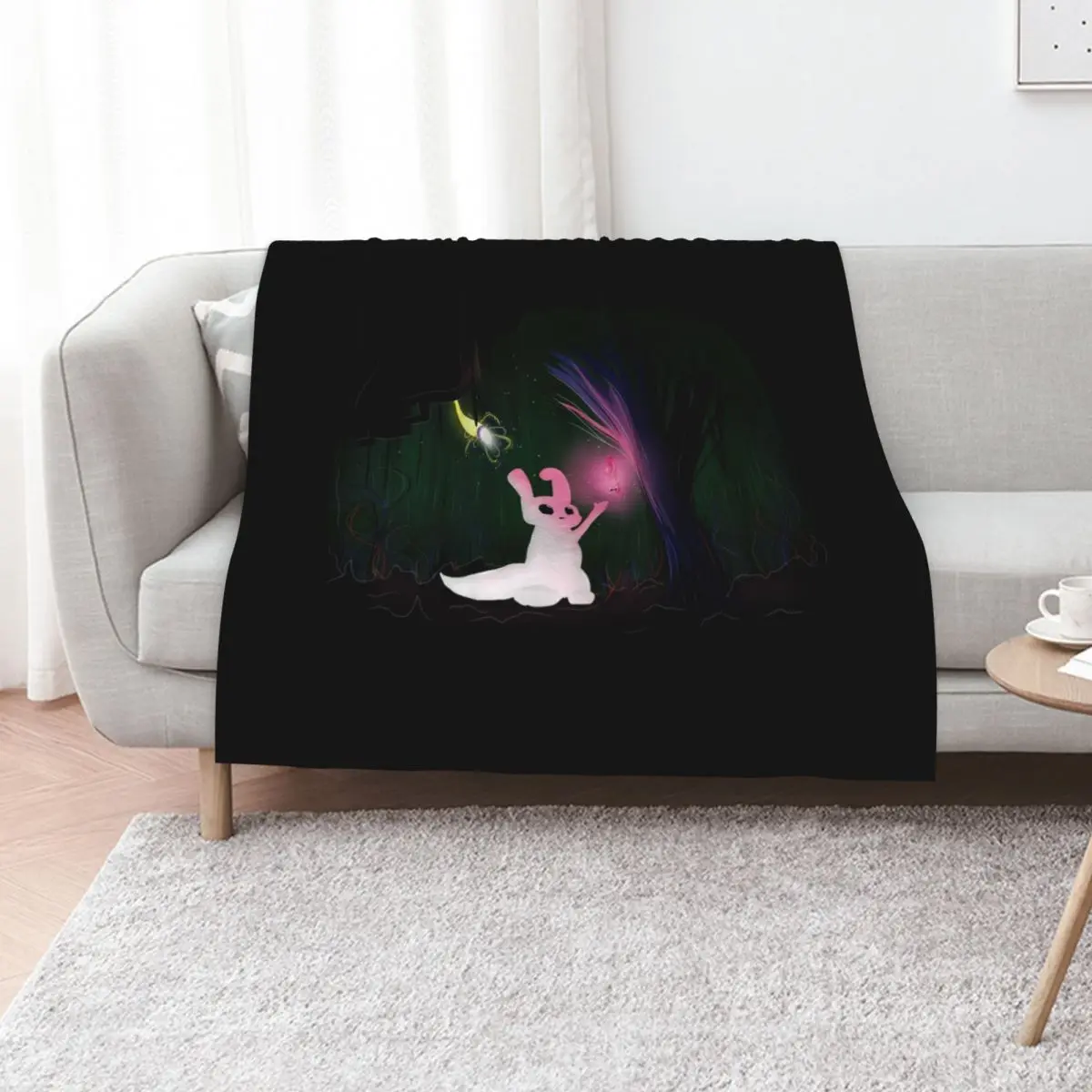 

Glowing Slugcat // Rain World Throw Blanket Hairys Personalized Gift Luxury Designer Decorative Beds Blankets