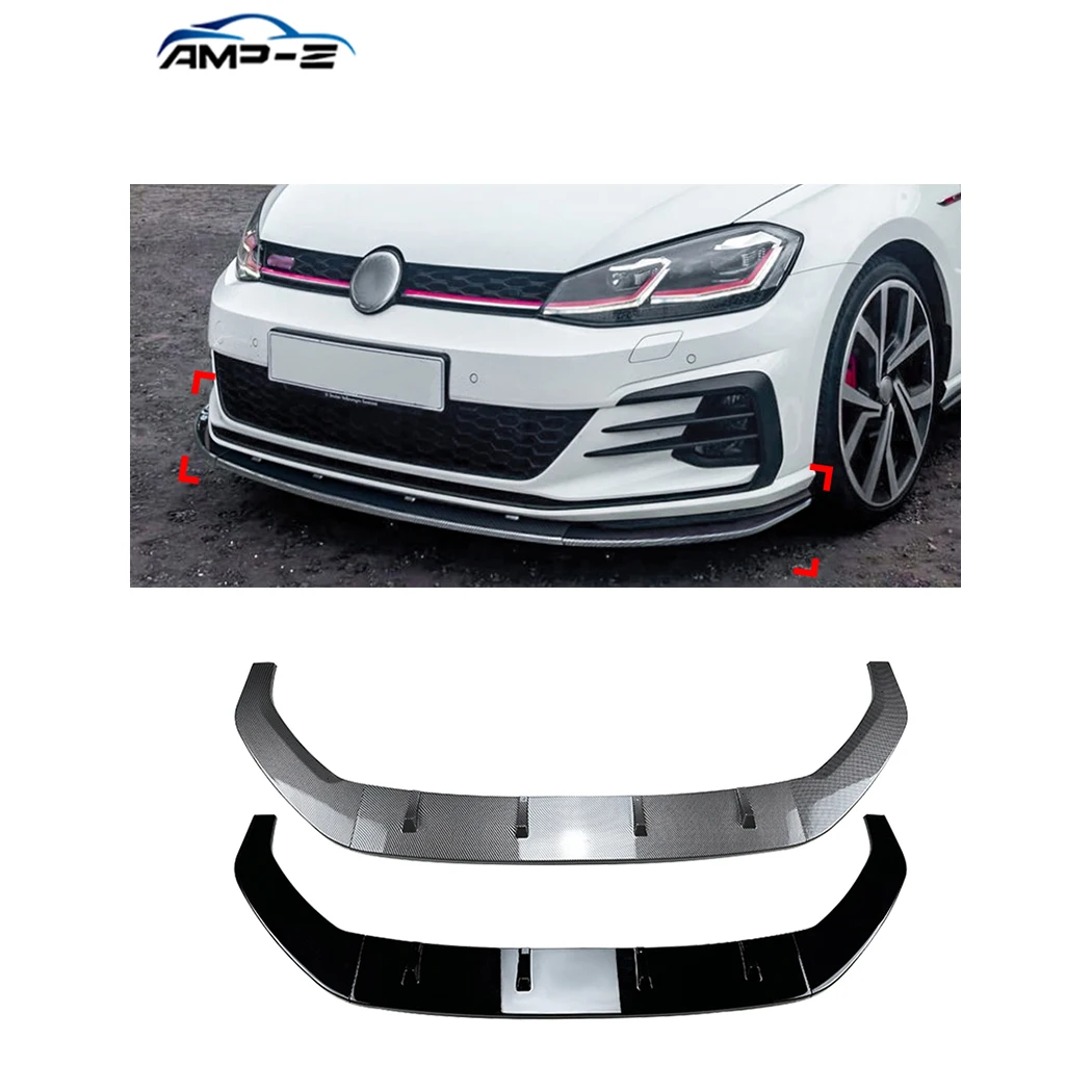 

AMP-Z Hot Sale High Quality Plastic Material Front Bumper Lip for VW Golf MK7.5 GTI R Line 2017-2019 Front Splitter
