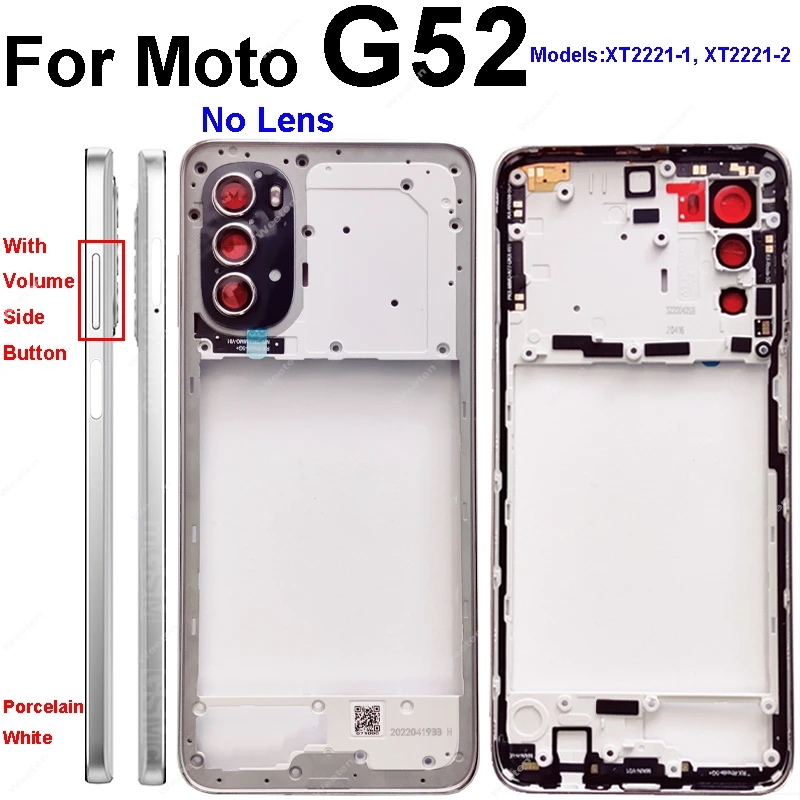 For Motorola MOTO G22 G42 G52 G62 G72 G82 5G Middle Housing Cover Frame Bezel with Lens Glass Frame Parts