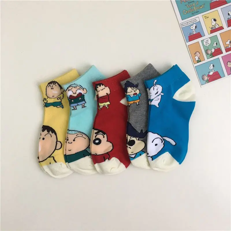 

Мультяшные Аниме Crayon Shin chan однотонные милые женские носки для мальчиков и девочек в студенческом стиле летние тонкие хлопковые носки для детей