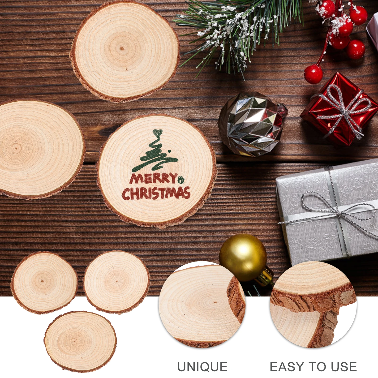 

3 Pcs Christmas Decoration Wooden Drawing Board Paper Cut Bamboo Decorative Solid