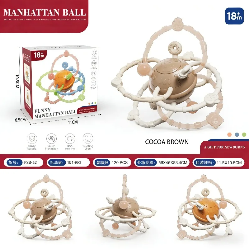 Baby's Hand-held Ball Toy for Early Childhood Education, Grip Training for Babies, Can Chew Teeth, Glue, Shake Bells Soothe Mood