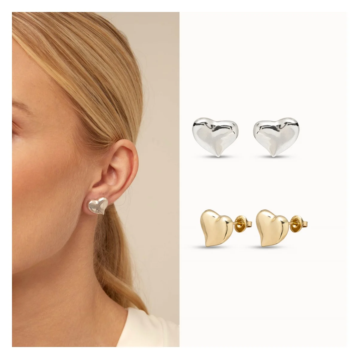 

Spanish niche brand Unode50 earrings Fashion simple heart silver plated earrings design nut buckle women's casual metal jewelry
