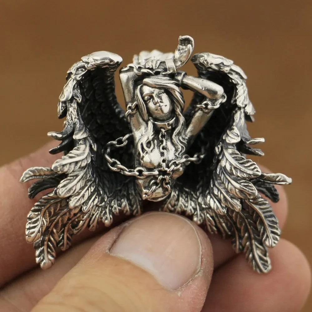 

High Detail 925 Sterling Silver Andromeda Pendant Sexy Angel Biker Punk Jewelry TA82 BZ