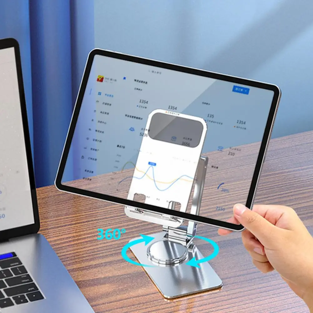 Складная подставка для телефона из алюминиевого сплава. Держатель для телефона с противоскользящими подушечками. Вращающийся на 360 градусов держатель для телефона со стабильной подставкой.