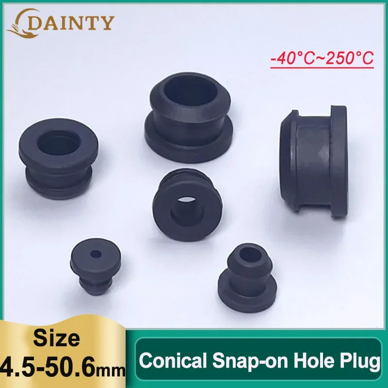 4.5~50.6mm Black Rubber Silicone Snap-on Through Hole Plugs Caps 4.5mm~50.6mm Seal Stopper Double Side Grommet Gasket