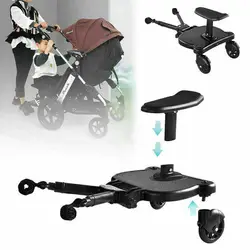 F50 2 in 1 Universal Strollers Step Board Adapter with Seat Second Child Jogger Twins Scooter Baby Pram Hitchhiker Bumper