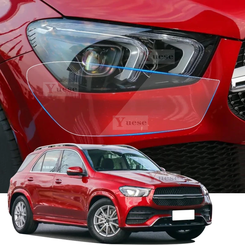 

Для Mercedes-Benz GLE Class 2020-2024 2 шт. защитная пленка для фар автомобиля прозрачная дымчатая черная наклейка из ТПУ