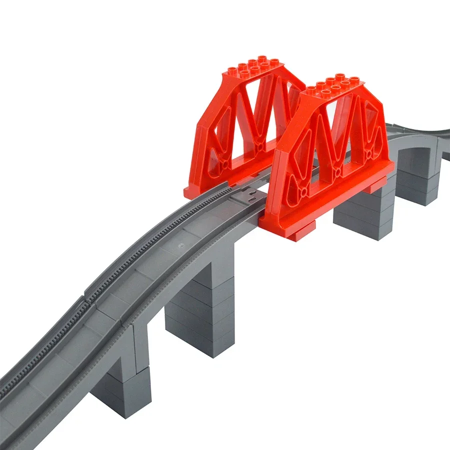 Big Size City Track Bricks Train Straight Compatible Duploes Curved Switch Railway View  Large Building Bricks Wheel Bridge Toys