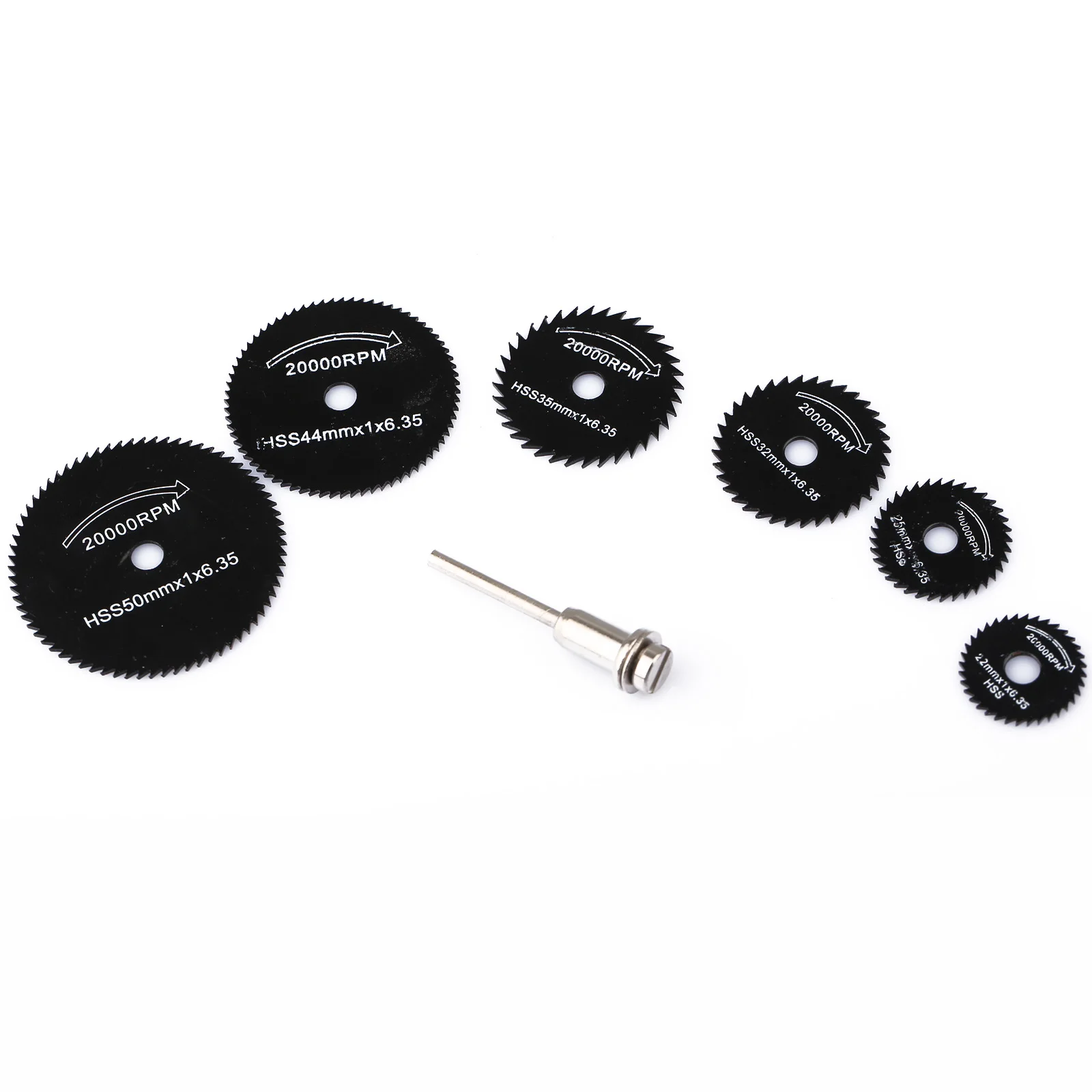 6PCS HSS Mini Circular Saw Blades Cutting Disc Mandrel for Wood Metal Dremel Rotary Tools w/ 1 Mandrel Wood Cutting Saw Disc