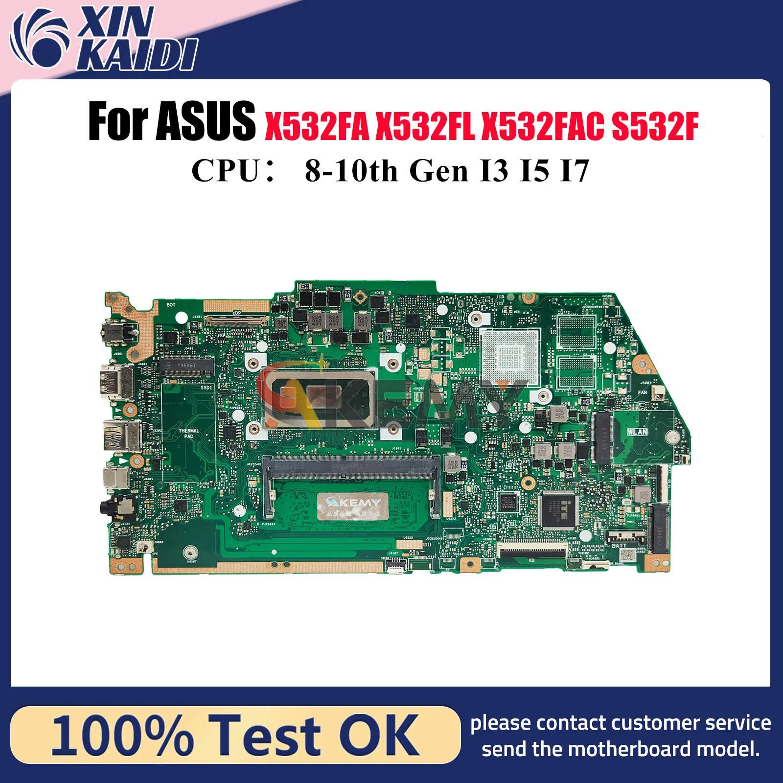 

X532FA Laptop Motherboard For ASUS X532FL X532F X532FL S532F X532FAC K532F S531F V531F V532F K531F S5500F Mainboard I3 I5 I7 CPU
