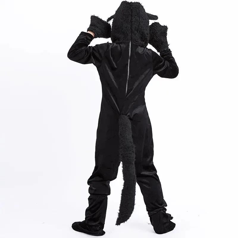 Детская пижама с черным котом и животными, комбинезон, пижама с пандой для мальчиков и девочек, одежда для сна, костюм для сна