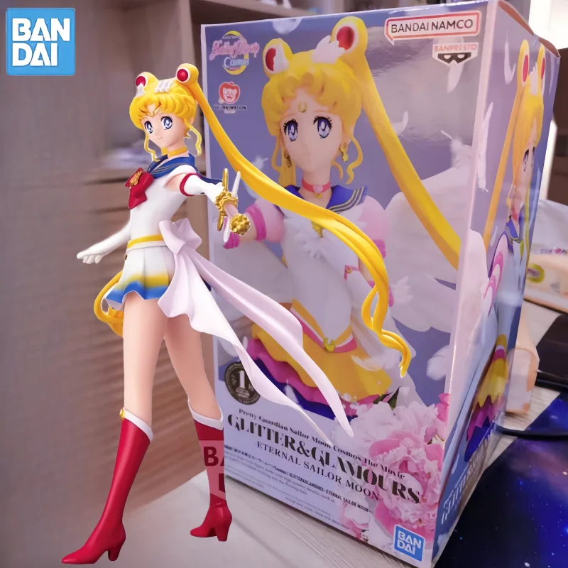 Bandai Original Sailor Moon Anime Figure Shiny Venus Tsukino Usagi Glitter Glamours Action Figure Toys For Gift Model Stock