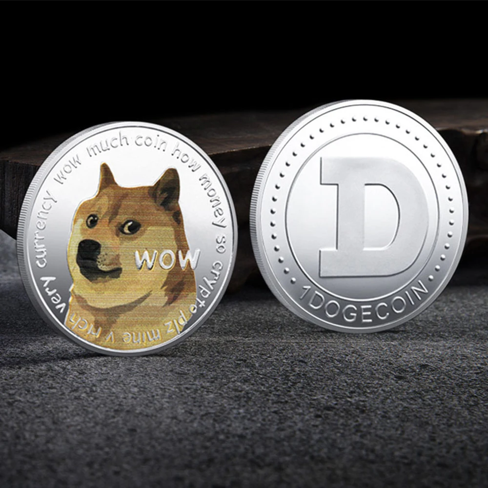 الذهب/الفضة WOW Dogecoin إلى القمر في دوجي نحن نثق بالذهب عملات تذكارية مطلية لطيف الكلب نمط مطبوعة جمع الهدايا