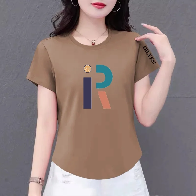 

Свободная женская футболка с коротким рукавом в стиле Mommy, больших размеров, скрывающая живот, для женщин среднего и пожилого возраста, корректирующая фигуру