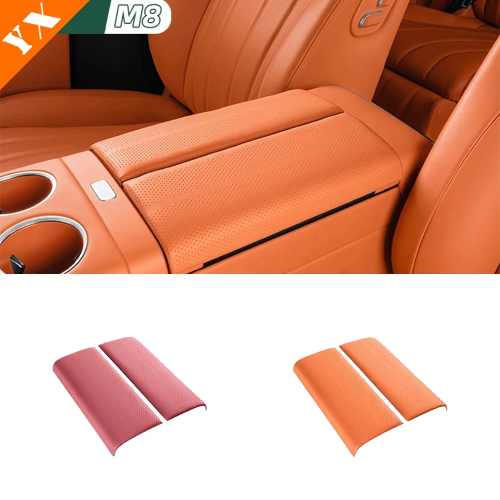 

For AITO M8 accessories 2025 2026 Orange Red Car Armrest Box Panel Central Armrest Protective Cover Decoration Cover 2pcs