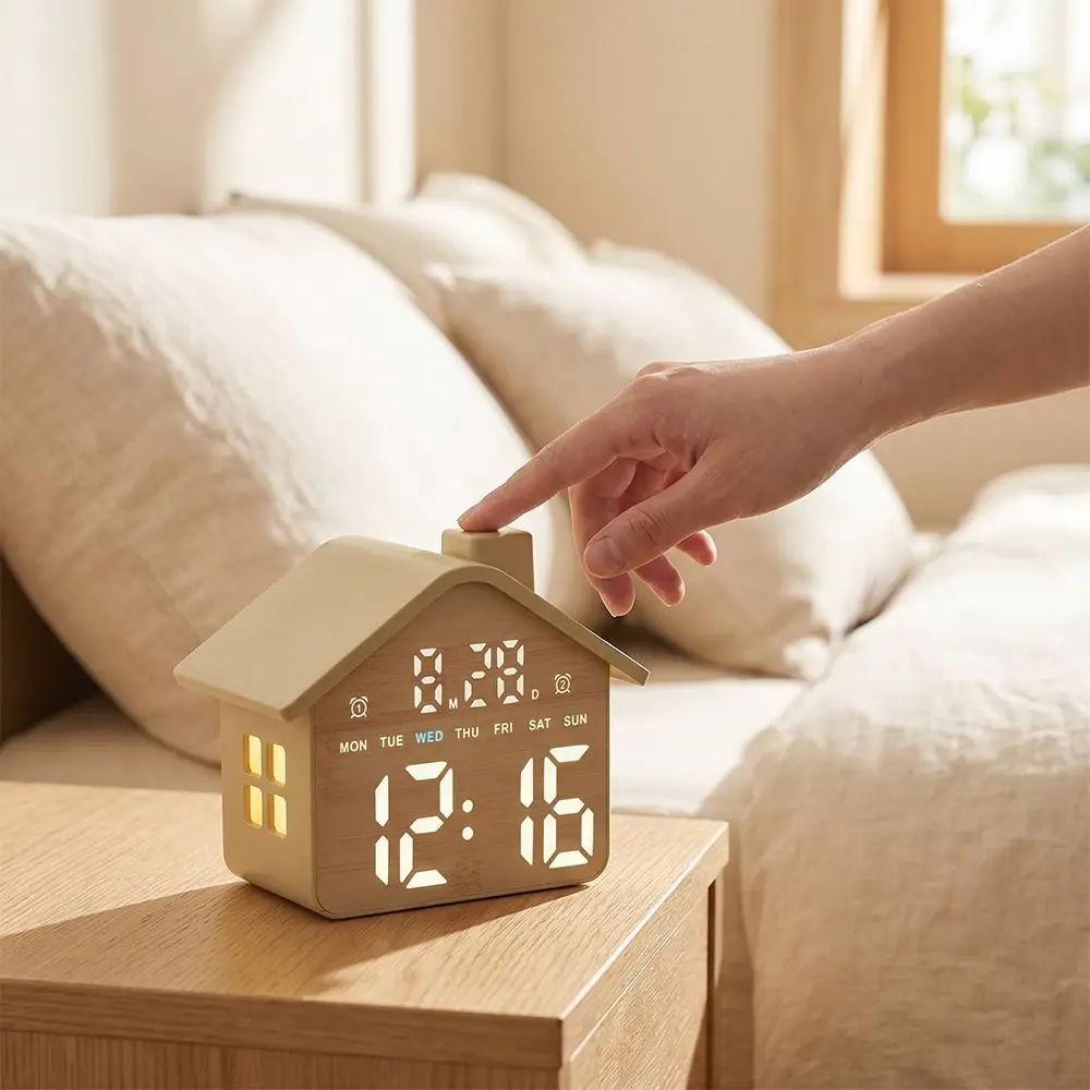 音声制御-led-デジタル目覚まし時計-週表示-明るさ調整-電子置き時計-12-24h-フォーマット-日付表示
