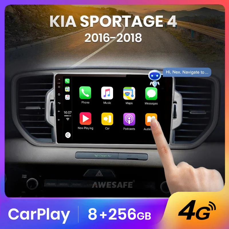 AWESAFE Wireless CarPlay Autoradio for  KIA Sportage KX5 4 2016 2017-2019 Car Radio Multimedia Player Android Auto Stereo GPS