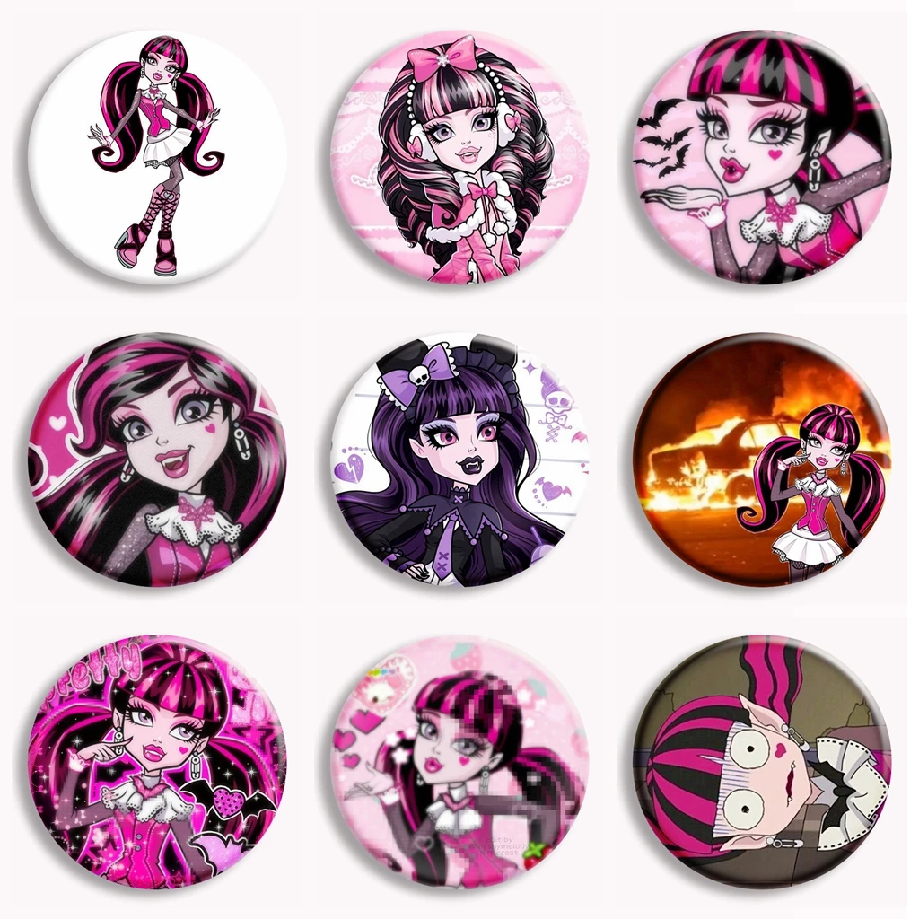 Cartoon Monster High Anime Soft Button Pin Classic Japan Manga Draculaura Brooch Badge Bag Decor Accessories Fans Gifts