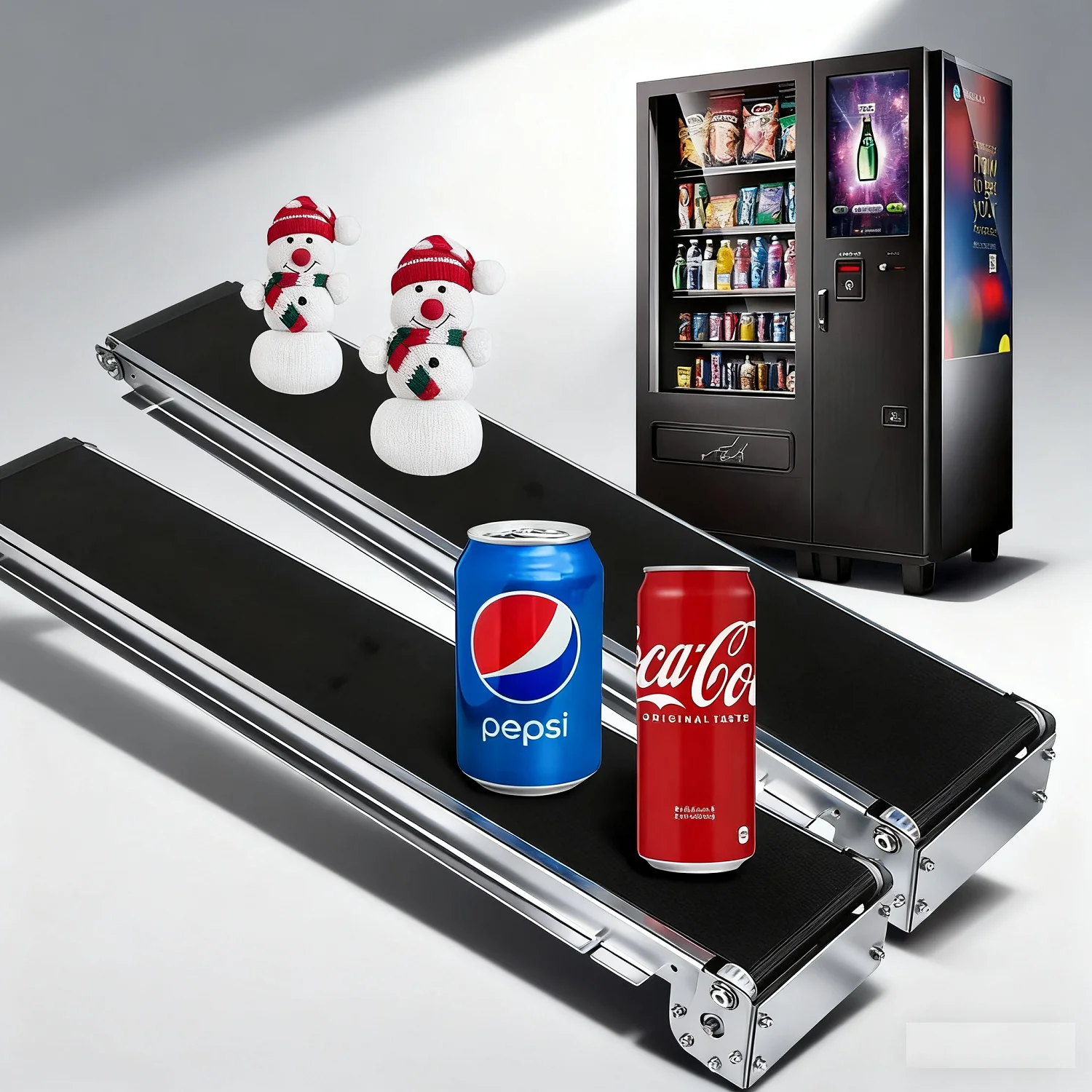 Mini Conveyor Belt 460mm/552mm/600mm Stainless Steel Frame PU Belt Vending Machine 24V Automatic Track Cargo Lane Channel